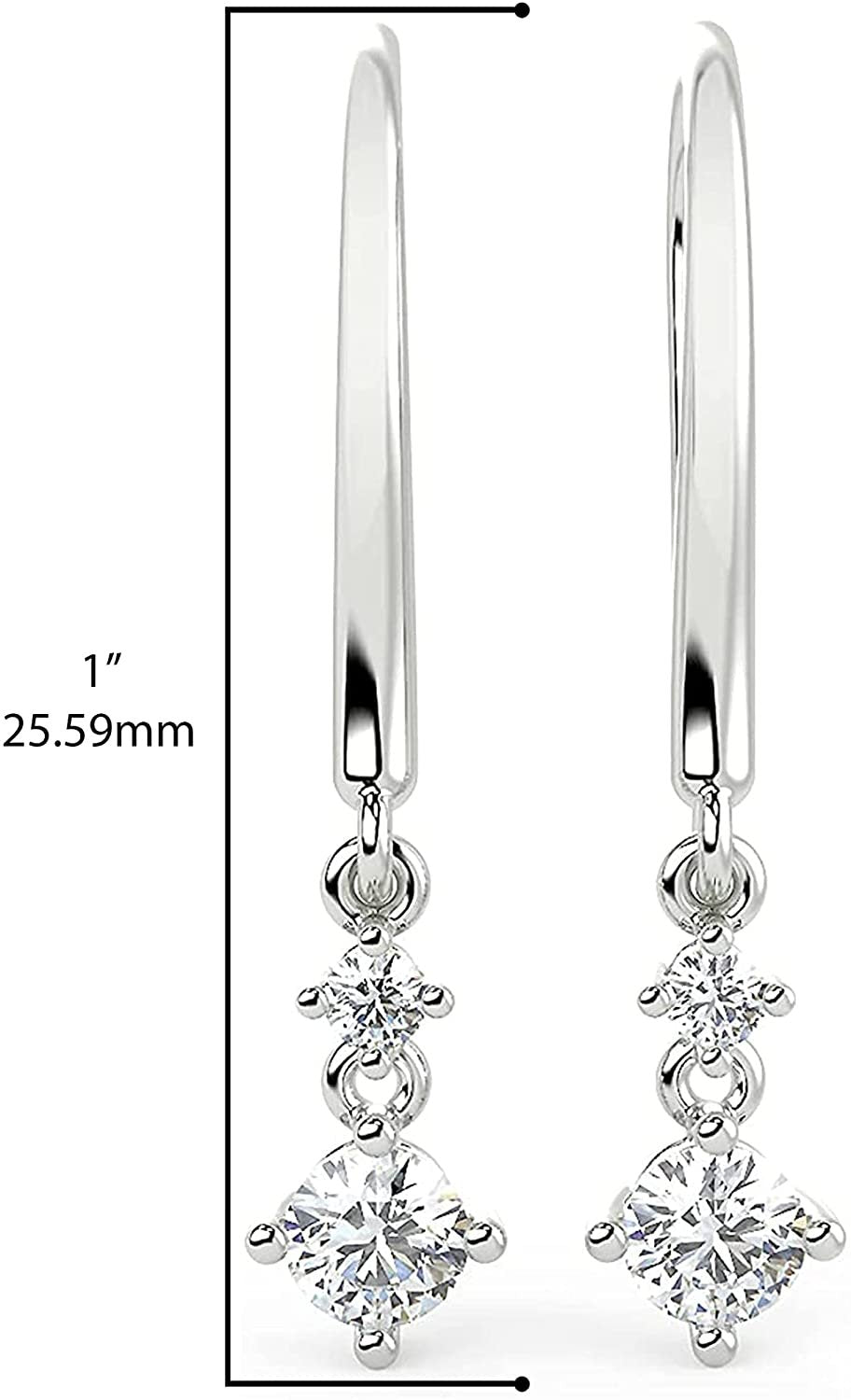 .925 Sterling Silver 3/8 Cttw Lab Grown Diamond Linear Dangle Earrings (G-H Color, SI1-SI2 Clarity)