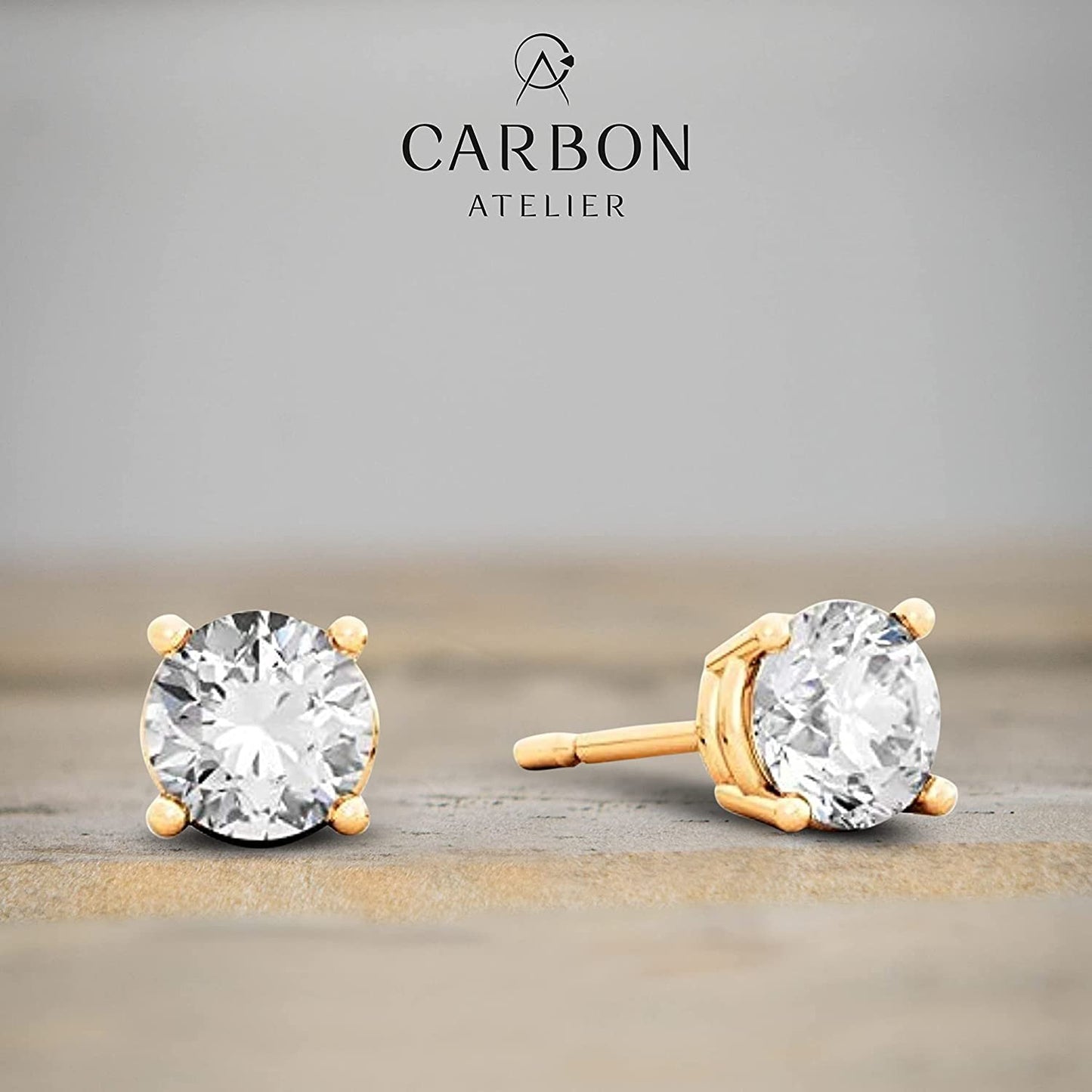 Certified 2.0-3.0 Cttw Round Brilliant-Cut Lab Created Diamond 14K Gold Classic Four-Prong Stud Earrings (J-K Color, SI2-I1 Clarity) - Choice of Gold Colors, Gem Weights