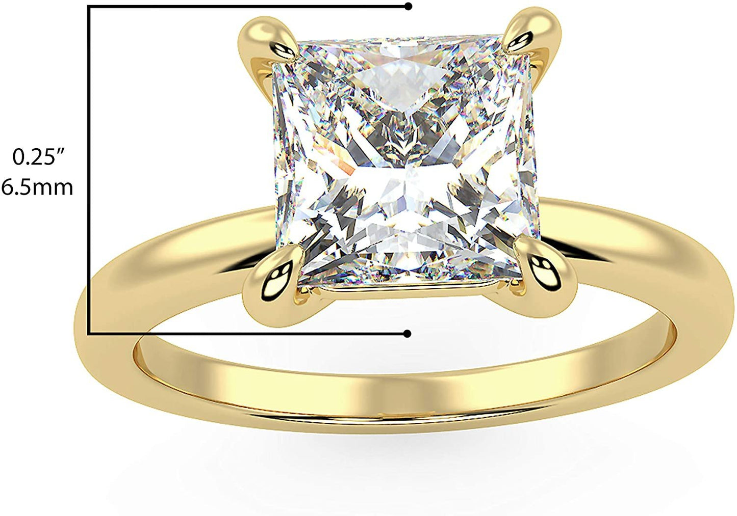 IGI Certified 14K Yellow Gold 1-1/2 Carat Princess-Cut Lab Created Diamond Classic Square Solitaire Engagement Ring (G-H Color, VS1-VS2 Clarity) - Size 5-1/4