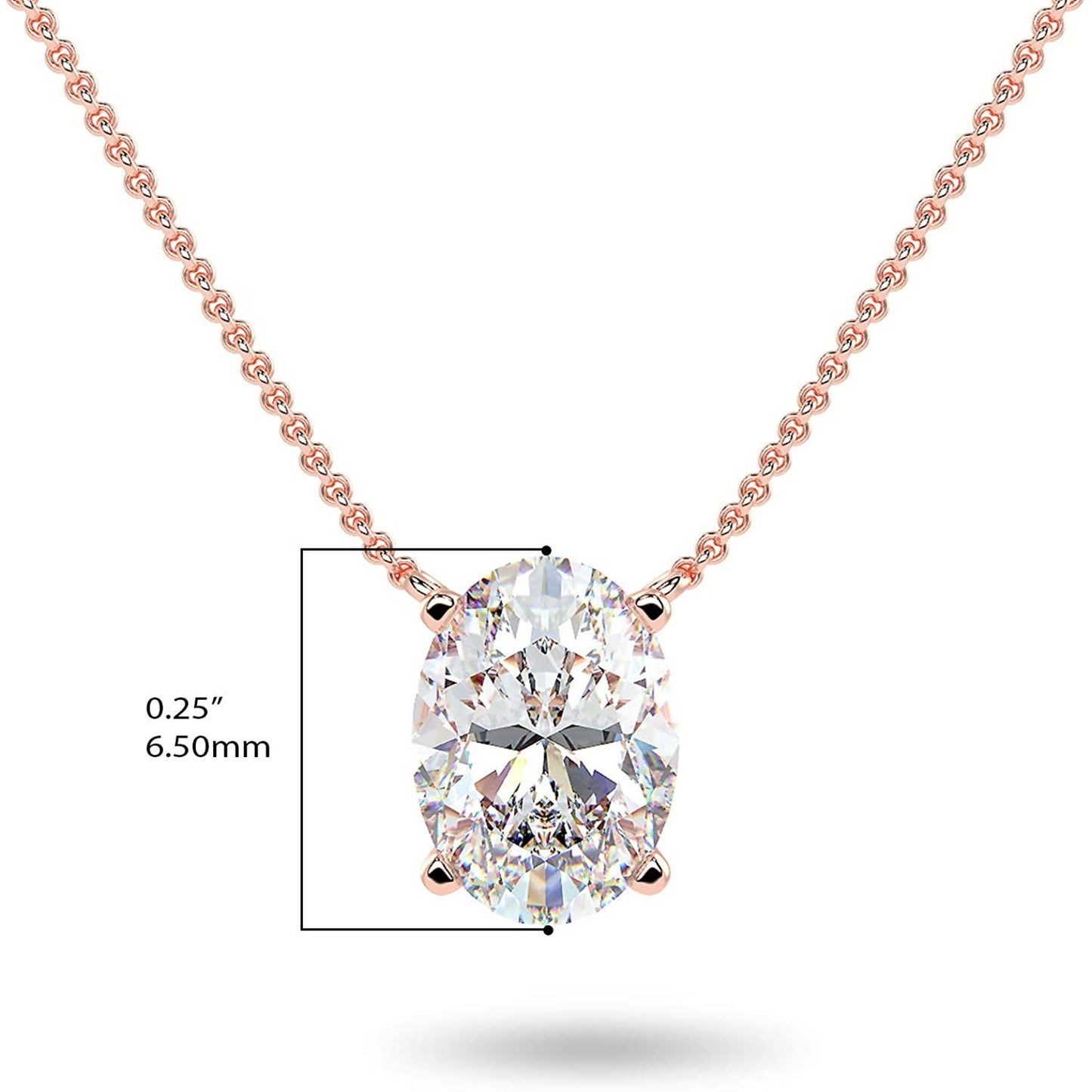 IGI Certified 14K Gold 1/3 to 1-1/2 Carat Oval Shape Lab Created Diamond Suspended Solitaire Pendant Necklace (G-H Color, VS1-VS2 Clarity), 18" - Choice of Gold Color