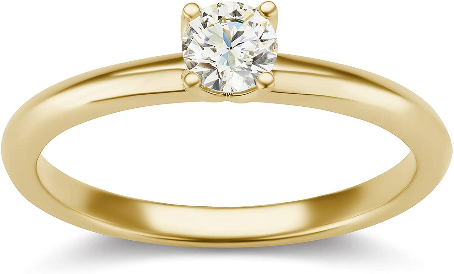 14K Yellow Gold 1/3 Carat Round Brilliant Lab Created Diamond 4-Prong Classic Solitaire Engagement Ring (G-H Color, VS1-VS2 Clarity) - Size 8