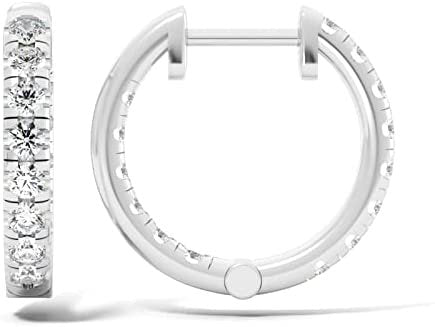 .925 Sterling Silver 1 Cttw Lab Grown Diamond Inside-Out Hoop Earrings (G-H Color, SI1-SI2 Clarity)