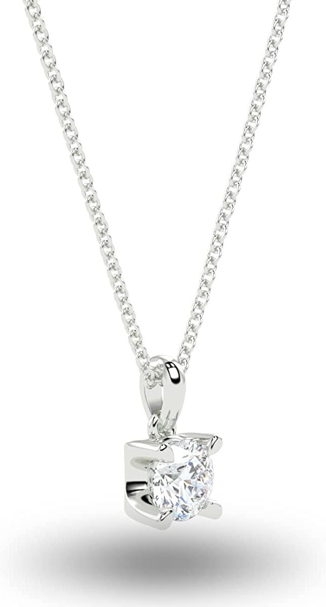 IGI Certified 1/3 Ct Lab Grown Diamond 14K Gold 4 Prong Dangling Solitaire Pendant Necklace (G-H Color, VS1-VS2 Clarity) - 18” - Choice of Metal Color