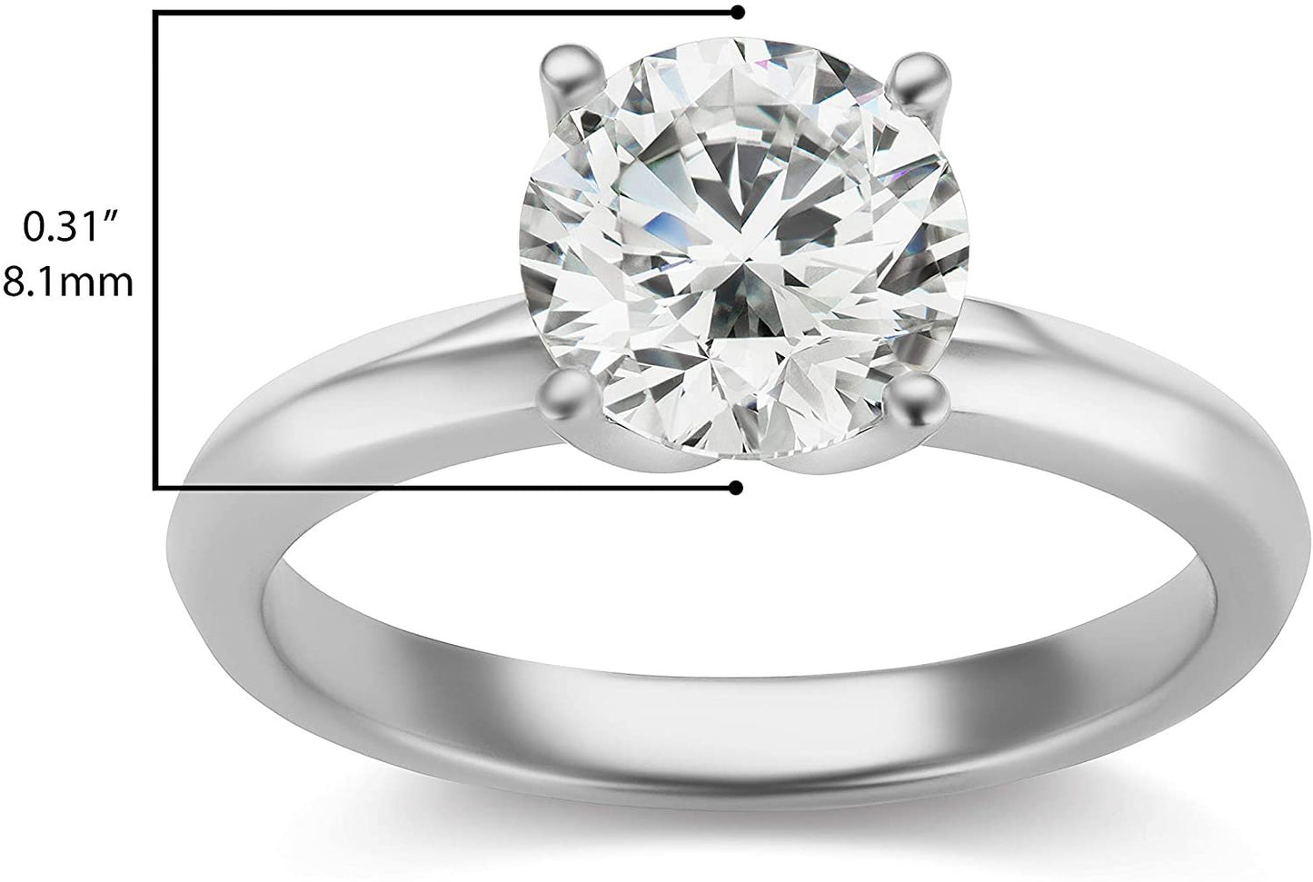 IGI Certified 2.0 Carat Colorless Round Brilliant-Cut Lab Created Diamond 14K White Gold Classic 4-Prong Solitaire Engagement Ring (E-F Color, VVS1-VVS2 Clarity)