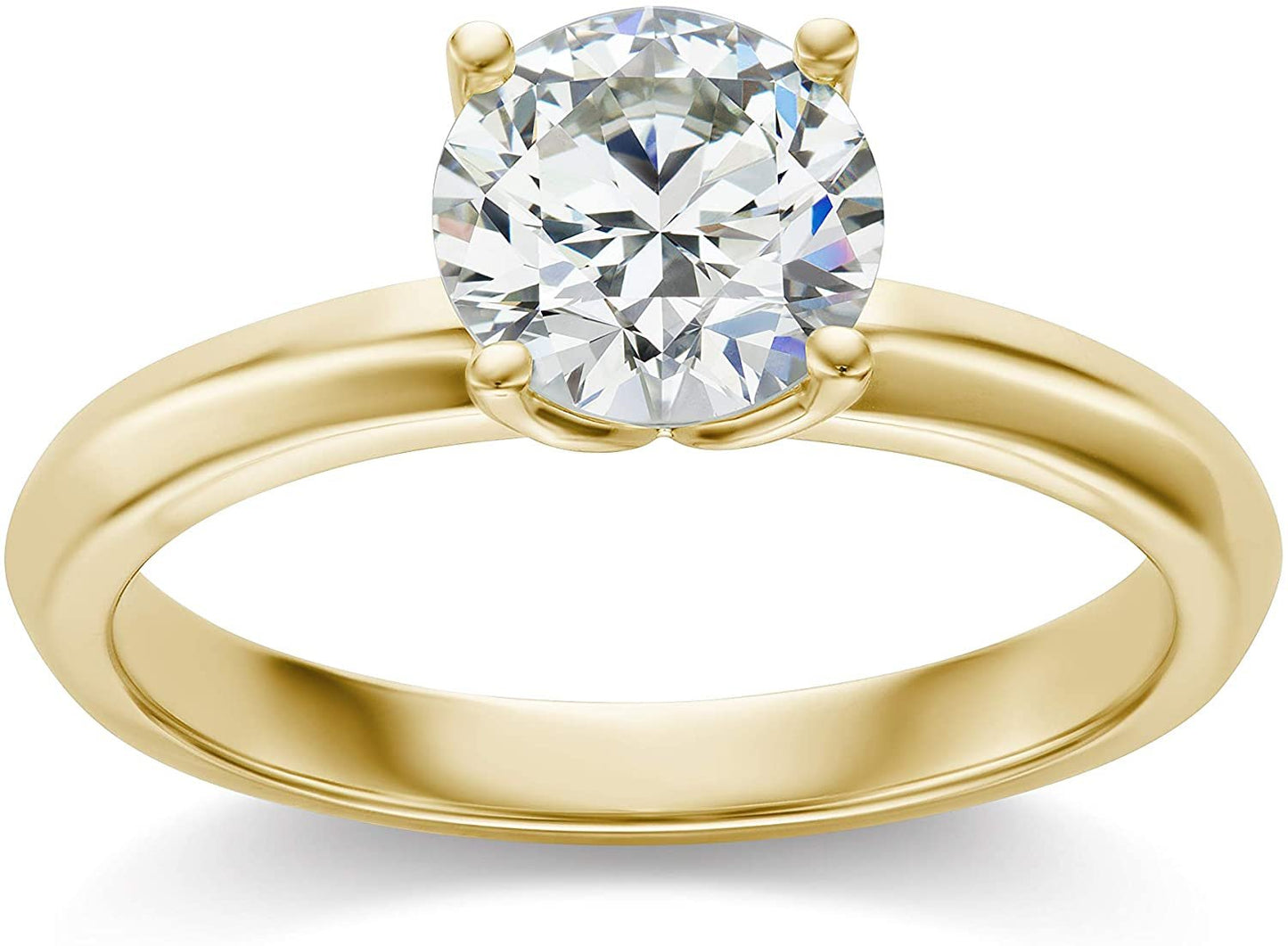 IGI Certified 1-1/2 Carat Round Brilliant-Cut Lab Created Diamond 14K Gold Classic 4-Prong Solitaire Engagement Ring (I-J Color, VS1-VS2 Clarity) - 14K Yellow Gold, Size 7