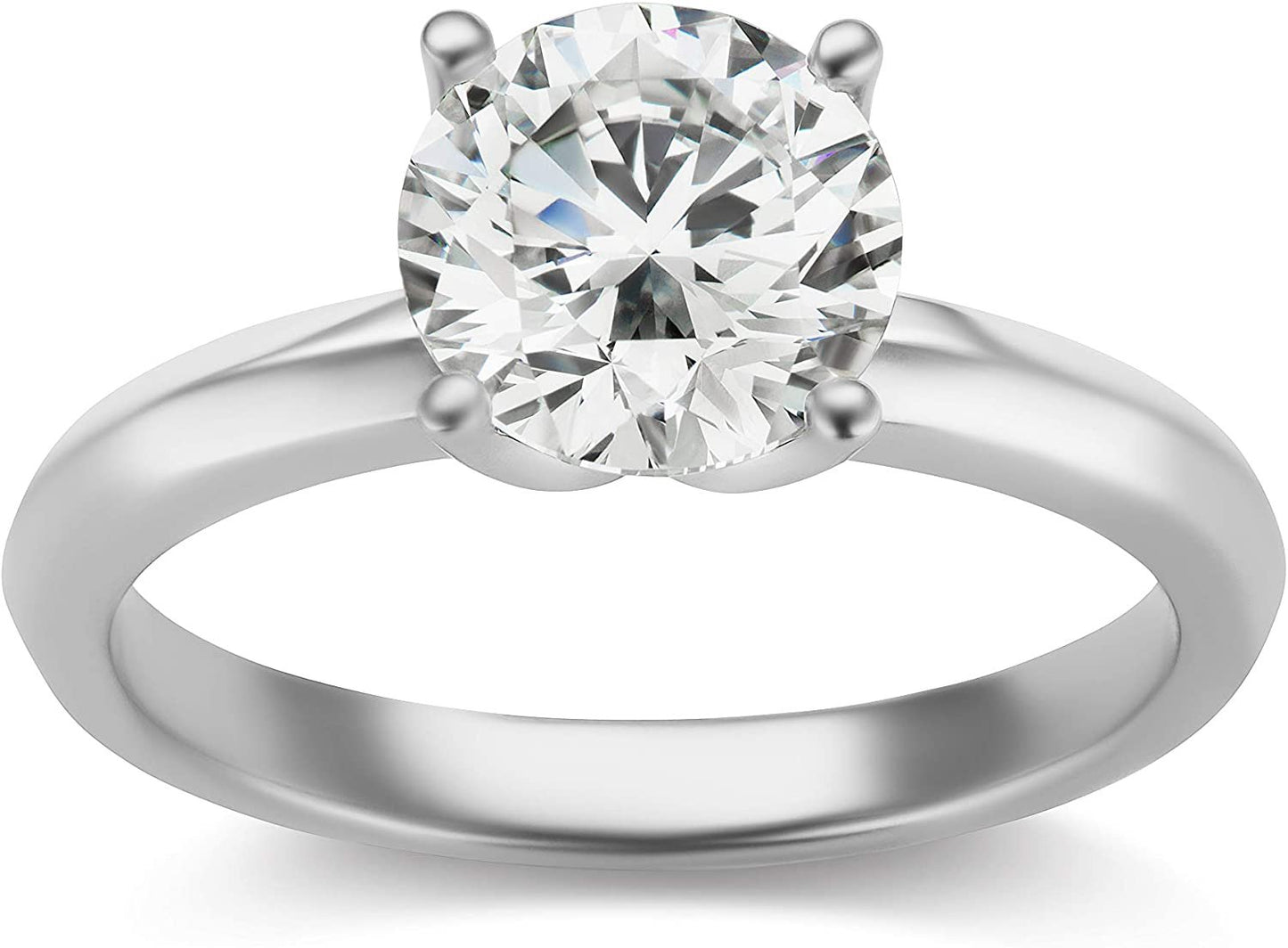 IGI Certified 2.0 Carat Colorless Round Brilliant-Cut Lab Created Diamond 14K White Gold Classic 4-Prong Solitaire Engagement Ring (E-F Color, VVS1-VVS2 Clarity)
