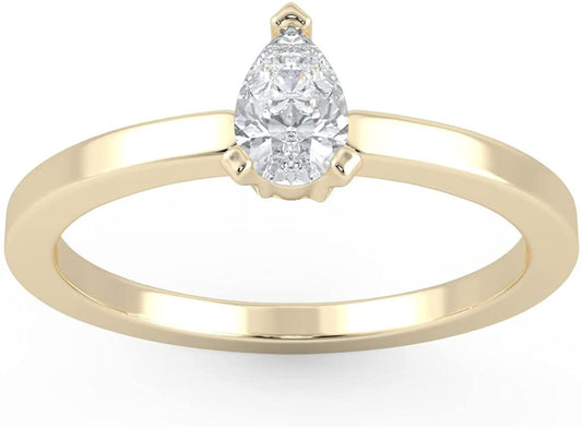 IGI Certified 1/4 Ct Pear Cut Lab Grown Diamond 14K Gold 3-Prong Solitaire Engagement Ring (G-H Color, VS1-VS2 Clarity) - Choice of Gold Color