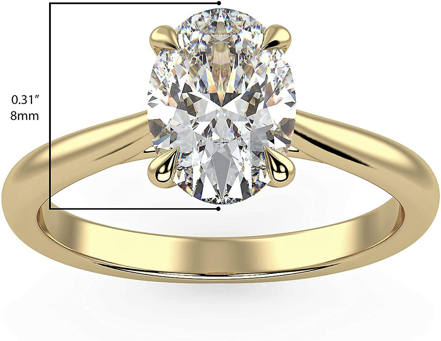 IGI Certified 14K Yellow Gold 1.0 Carat Oval Lab Created Diamond Classic Solitaire Engagement Ring (G-H Color, VS1-VS2 Clarity) - Size 6
