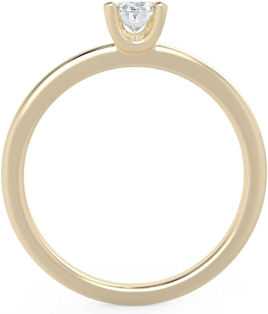 IGI Certified 1/3 Ct Oval Cut Lab Grown Diamond 14K Gold 4-Prong Solitaire Engagement Ring (G-H Color, VS1-VS2 Clarity) - Choice of Gold Color