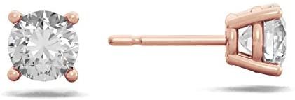 Certified 2.0-3.0 Cttw Round Brilliant-Cut Lab Created Diamond 14K Gold Classic Four-Prong Stud Earrings (J-K Color, SI2-I1 Clarity) - Choice of Gold Colors, Gem Weights