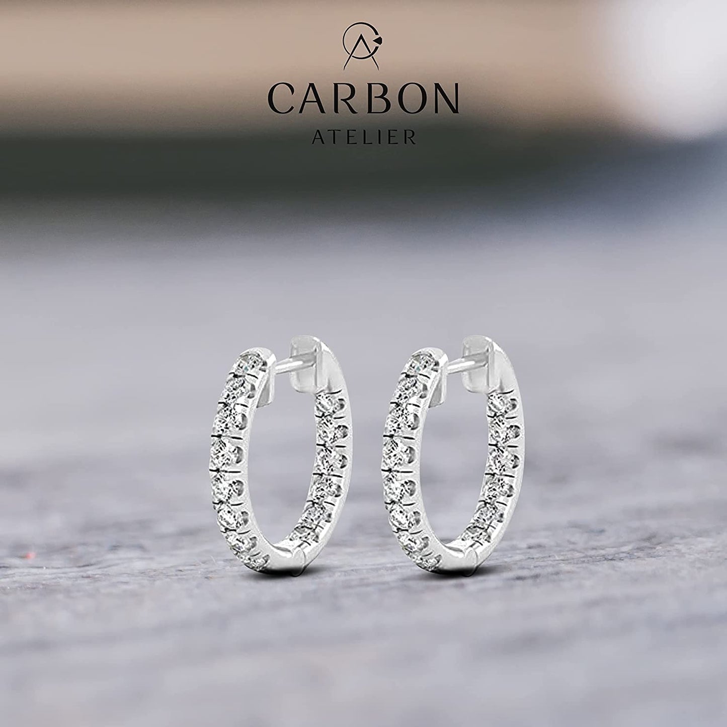 .925 Sterling Silver 1 Cttw Lab Grown Diamond Inside-Out Hoop Earrings (G-H Color, SI1-SI2 Clarity)