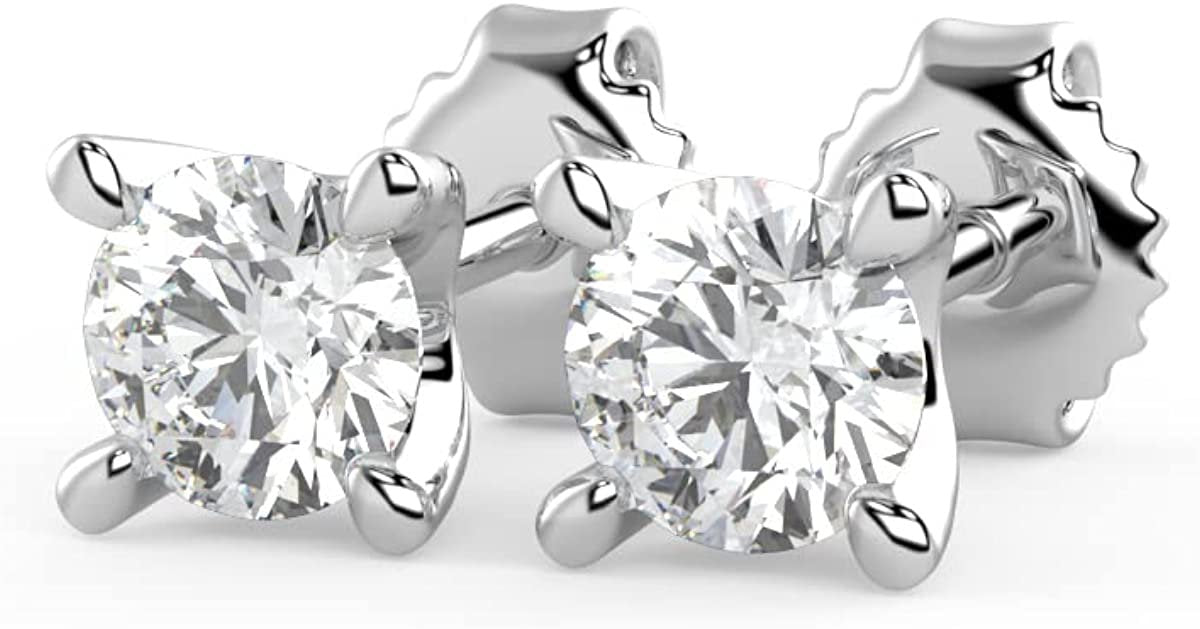 IGI Certified 1/2 Cttw Brilliant Cut Lab Grown Diamond 14K Gold 4-Prong Pushback Stud Earrings (G-H Color, VS1-VS2 Clarity) - Choice of Gold Color