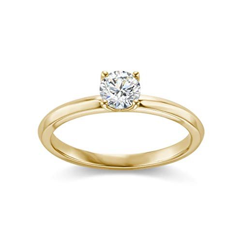IGI Certified 2.0 Carat Round Brilliant-Cut Lab Created Diamond 14K Gold Classic 4-Prong Solitaire Engagement Ring (G-H Color, VS1-VS2 Clarity) - 14K Yellow Gold, Size 7-3/4