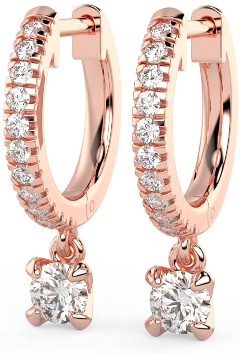 10K Gold 1/2 Cttw Lab Created Diamond 3/4" Long 4-Prong Dangle Style Huggie Earrings (G-H Color, SI1-SI2 Clarity) - Choice of Gold Color