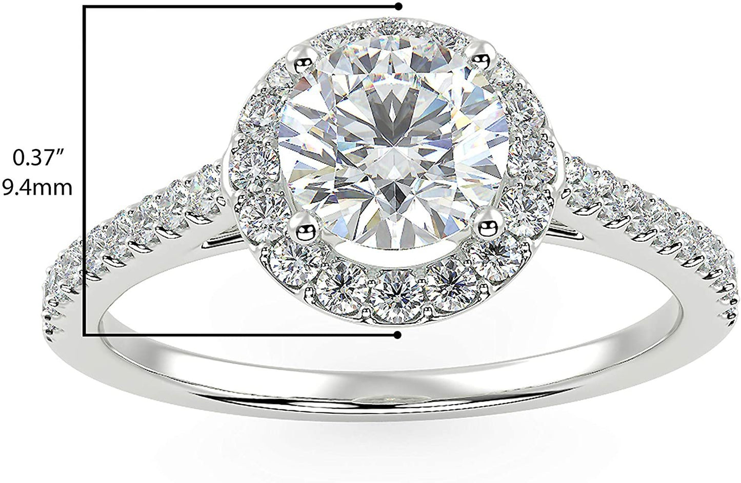 IGI Certified 14K White Gold 1-7/8 Cttw Round Brilliant-Cut Lab Created Diamond Halo Engagement Ring with Micro Pavé Band (Center Stone: G-H Color, VS1-VS2 Clarity) - Size 9