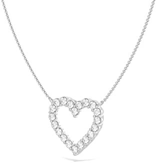 .925 Sterling Silver 3/4 Carat Lab Grown Diamond Open Heart Pendant Necklace (G-H Color, SI1-SI2 Clarity), 18"