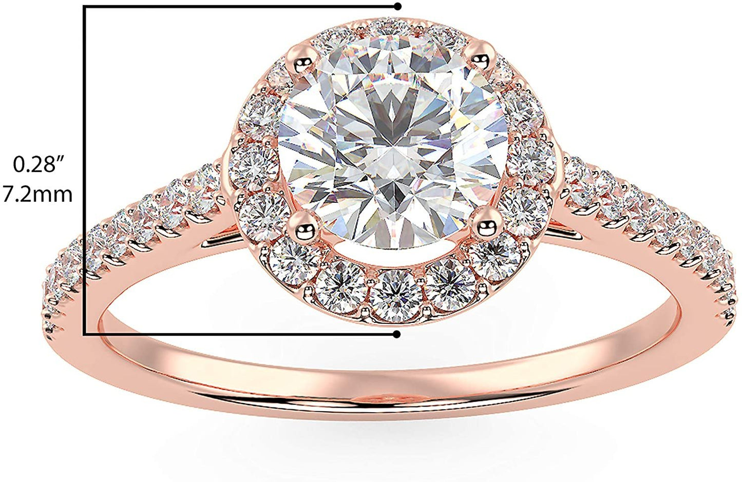 IGI Certified 14K Rose Gold 1.05 Cttw Round Brilliant-Cut Lab Created Diamond Halo Engagement Ring with Micro Pavé Band (Center Stone: G-H Color, VS1-VS2 Clarity) - Size 6-1/4