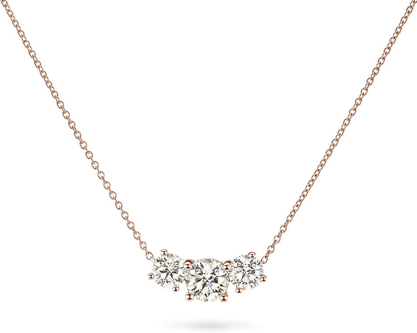 IGI Certified 14K Gold 1-5/8 Cttw Round Brilliant Cut Lab Created Diamond 3 Stone Pendant Necklace (G-H Color, VS1-VS1 Clarity), 18" - Choice of Gold Color