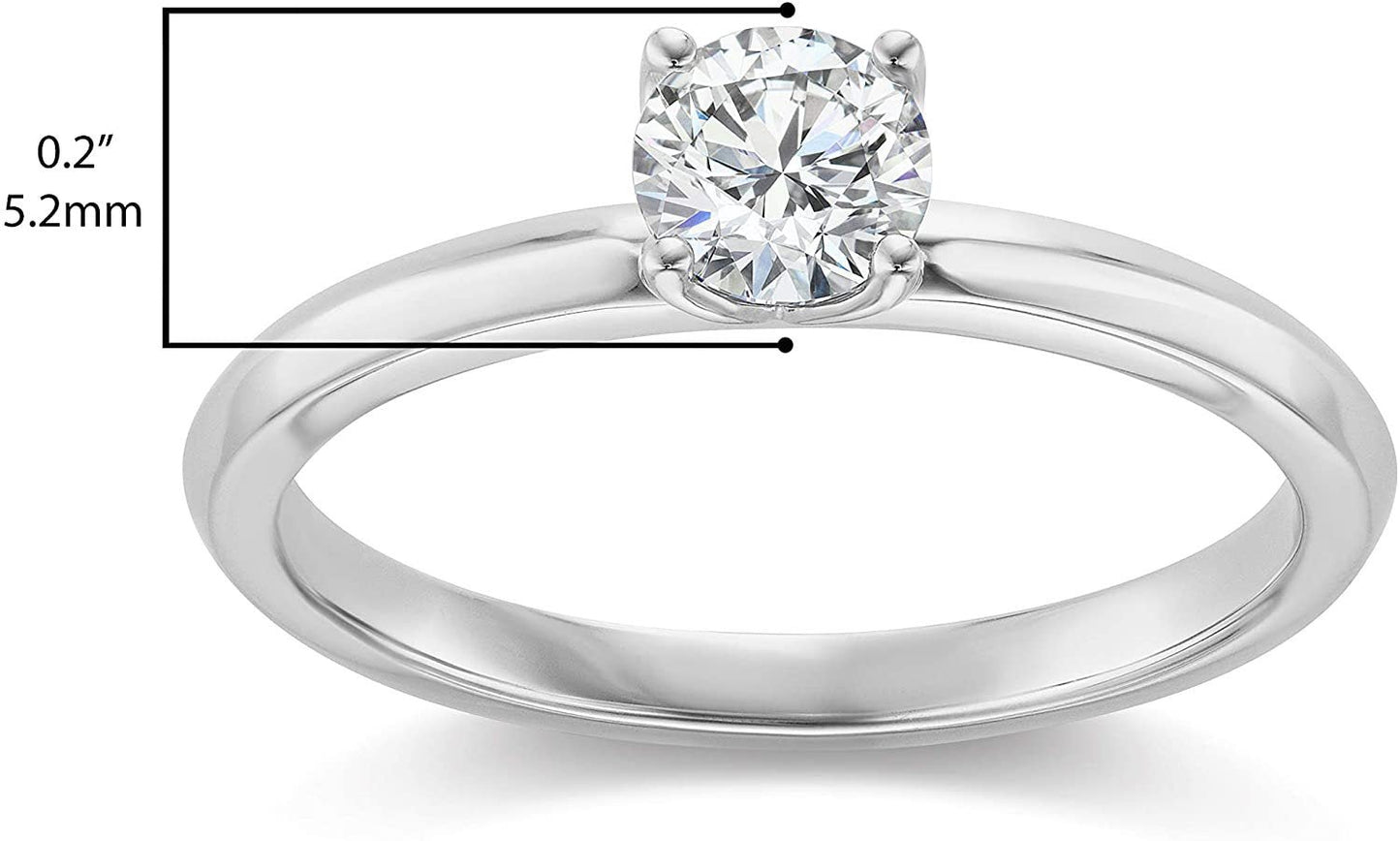 IGI Certified 2.0 Carat Round Brilliant-Cut Lab Created Diamond 14K Gold Classic 4-Prong Solitaire Engagement Ring (G-H Color, VS1-VS2 Clarity) - 14K White Gold, Size 6-3/4