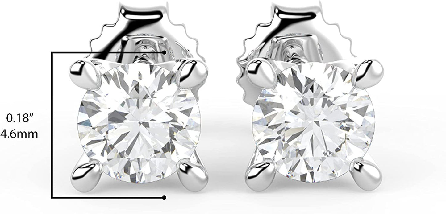 IGI Certified 1/2 Cttw Brilliant Cut Lab Grown Diamond 14K Gold 4-Prong Pushback Stud Earrings (G-H Color, VS1-VS2 Clarity) - Choice of Gold Color