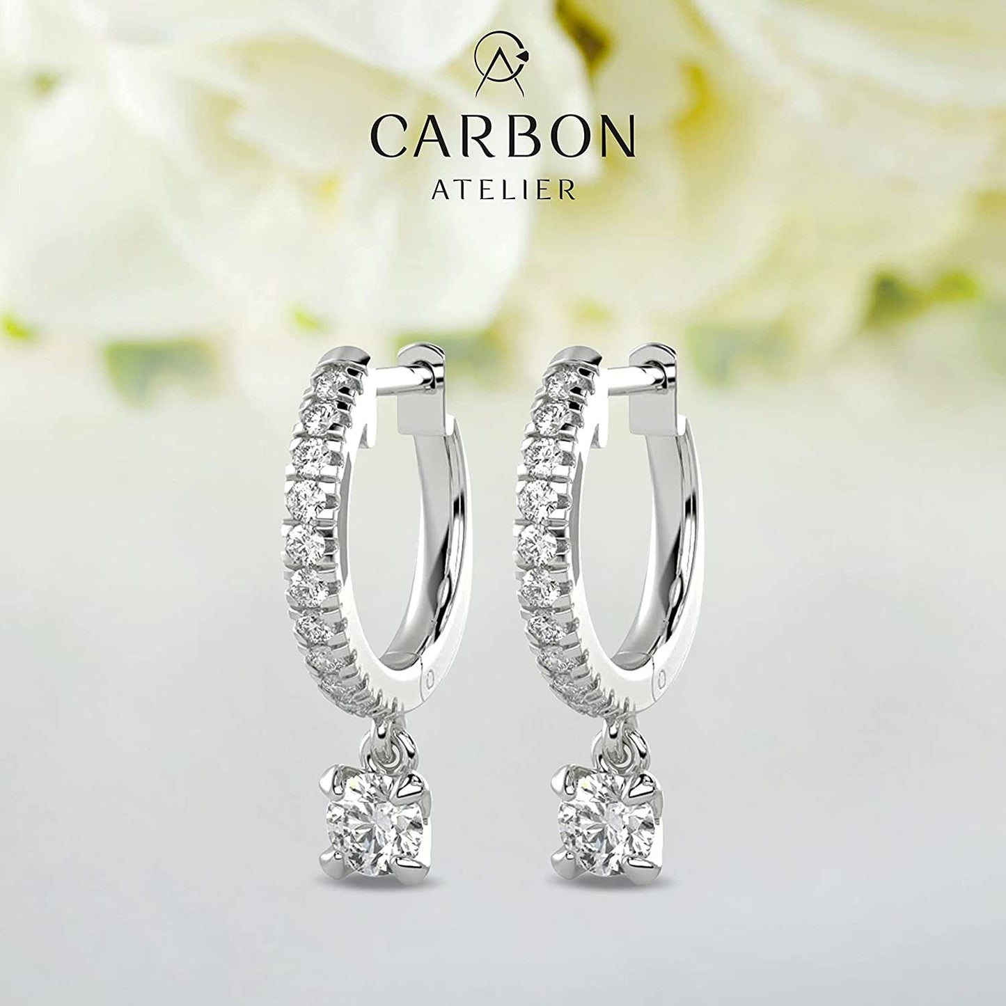 10K Gold 1/2 Cttw Lab Created Diamond 3/4" Long 4-Prong Dangle Style Huggie Earrings (G-H Color, SI1-SI2 Clarity) - Choice of Gold Color