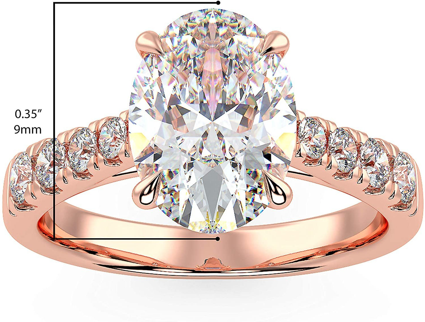 IGI Certified 14K Gold Oval-Shape Lab Created Diamond Engagement Ring with Pavé Set Band (1-1/2 Carat Center Stone: G-H Color, VS1-VS2 Clarity) - Choice of Gold Color