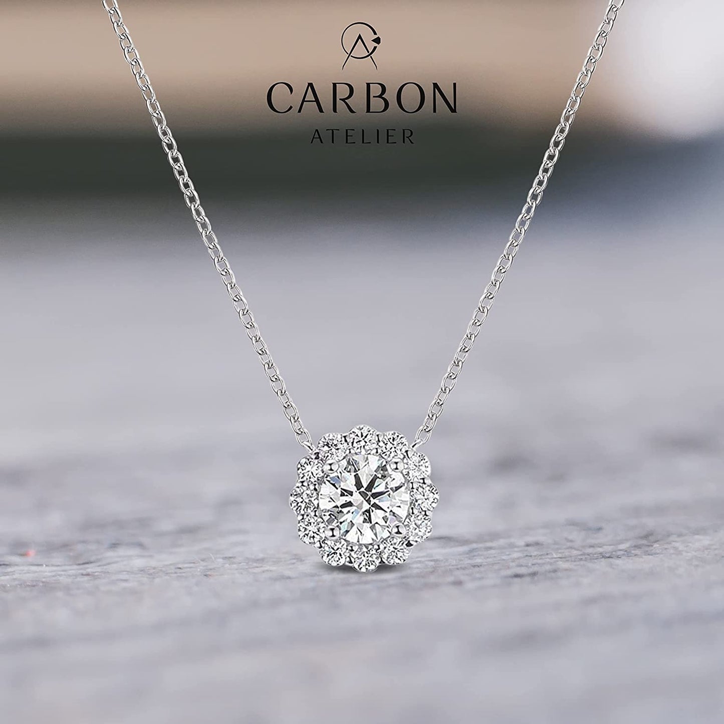 IGI Certified 14K Gold 1-5/8 Cttw Round Brilliant Cut Lab Created Diamond Flower Halo Pendant 18" Necklace (I-J Color, VS1-VS2 Clarity) - Choice of Gold Color