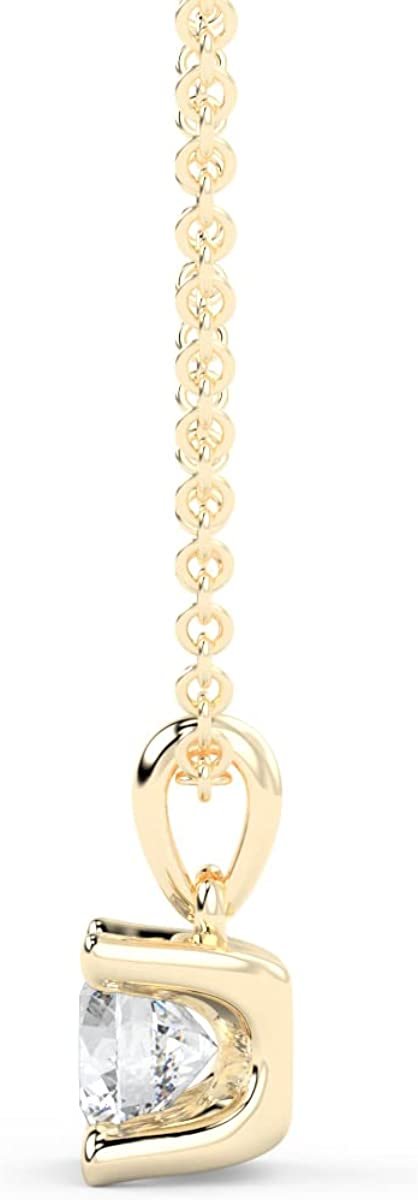 IGI Certified 1/4 Ct Lab Grown Diamond 14K Gold 4 Prong Dangling Solitaire Pendant Necklace (G-H Color, VS1-VS2 Clarity) - 18” - Choice of Metal Color