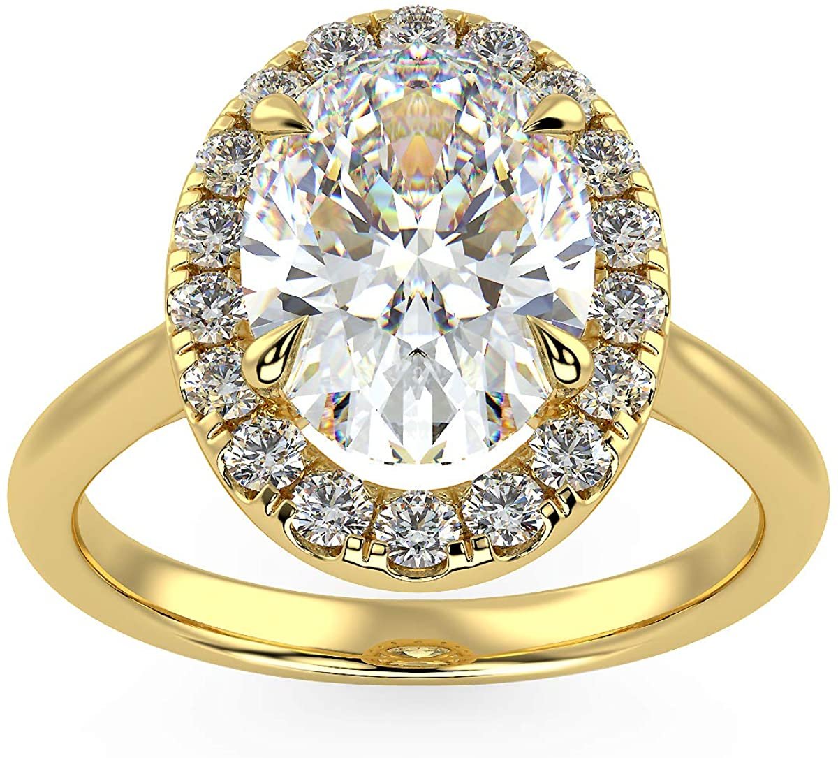 IGI Certified 14K Yellow Gold 1.0 Carat Oval Lab Created Diamond Classic Solitaire Engagement Ring (G-H Color, VS1-VS2 Clarity) - Size 6