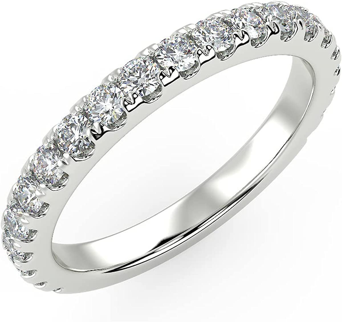 14K Rose 1 Cttw Round Brilliant-Cut Lab Grown Diamond Eternity or Promise Ring (H-I Color, SI1-SI2 Clarity) - Size 5