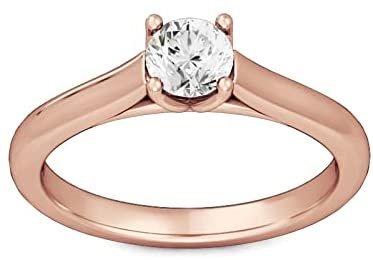 10K Rose Gold 1/2 Ct Round Brilliant Cut Lab Created Diamond Classic 4-Prong Cathedral Style Engagement Ring (F-G Color, VVS2-VS1 Clarity)