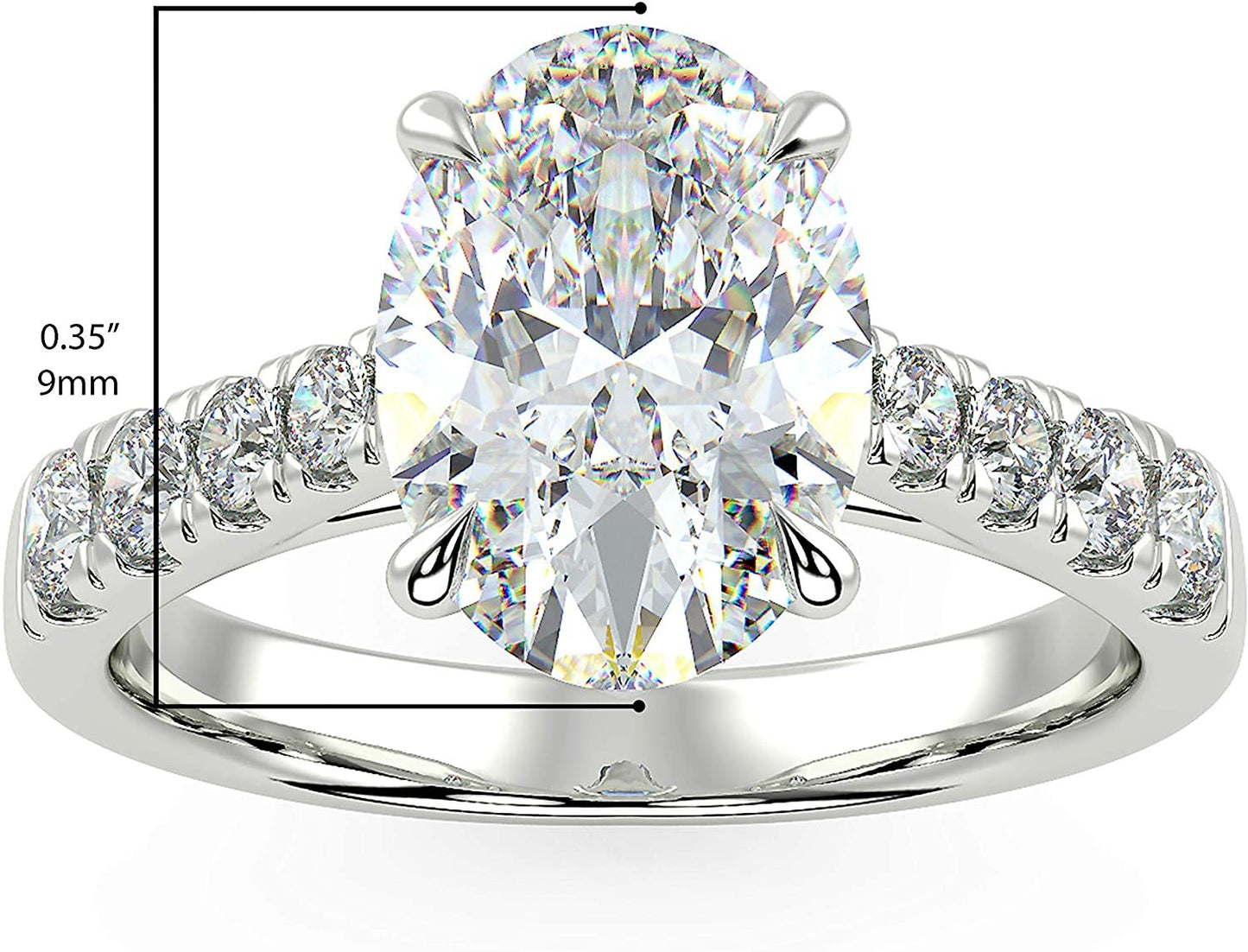 IGI Certified 14K Gold Oval-Shape Lab Created Diamond Engagement Ring with Pavé Set Band (1-1/2 Carat Center Stone: G-H Color, VS1-VS2 Clarity) - Choice of Gold Color