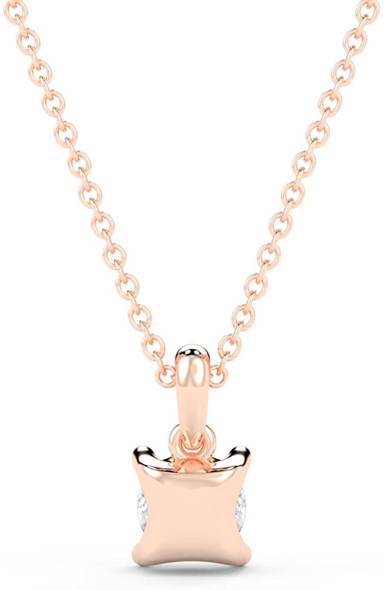 IGI Certified 1/4 Ct Lab Grown Diamond 14K Gold 4 Prong Dangling Solitaire Pendant Necklace (G-H Color, VS1-VS2 Clarity) - 18” - Choice of Metal Color