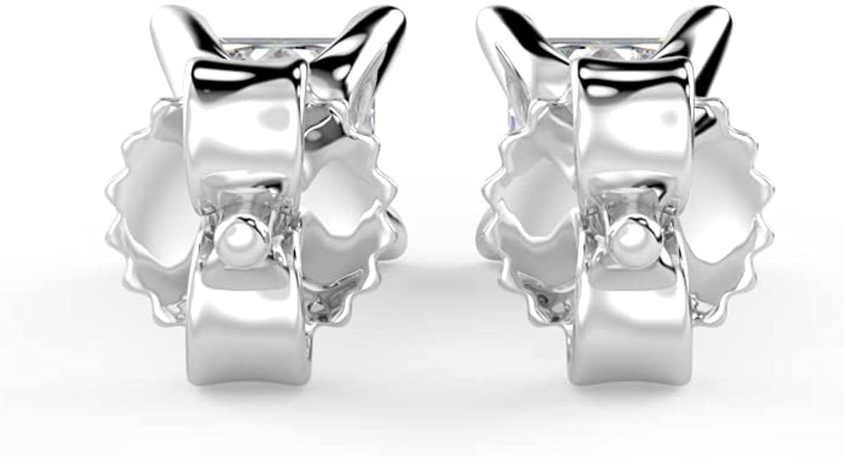 IGI Certified 1/2 Cttw Princess Cut Lab Grown Diamond 14K Gold 4-Prong Pushback Stud Earrings (G-H Color, VS1-VS2 Clarity) - Choice of Gold Color