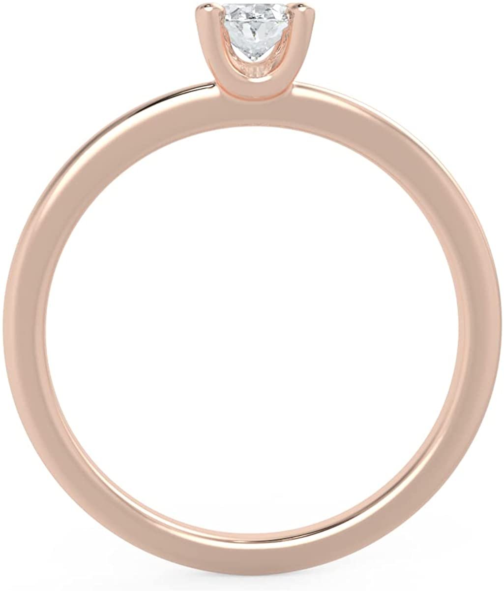 IGI Certified 1/3 Ct Oval Cut Lab Grown Diamond 14K Gold 4-Prong Solitaire Engagement Ring (G-H Color, VS1-VS2 Clarity) - Choice of Gold Color