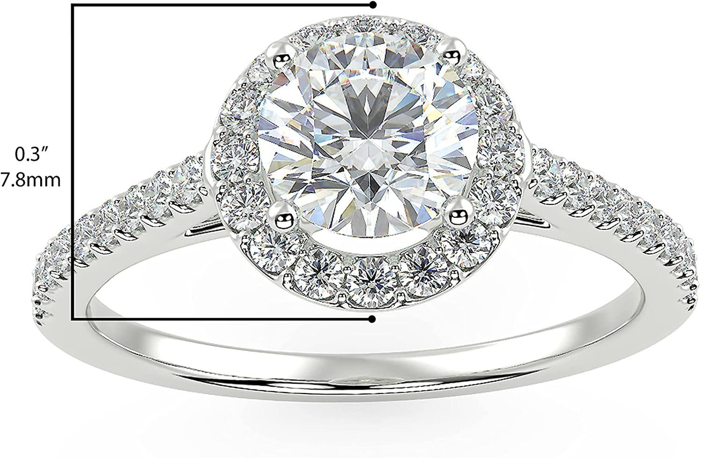 IGI Certified 14K White Gold 1.05 Cttw Round Brilliant-Cut Lab Created Diamond Halo Engagement Ring with Micro Pavé Band (Center Stone: G-H Color, VS1-VS2 Clarity) - Size 8.5