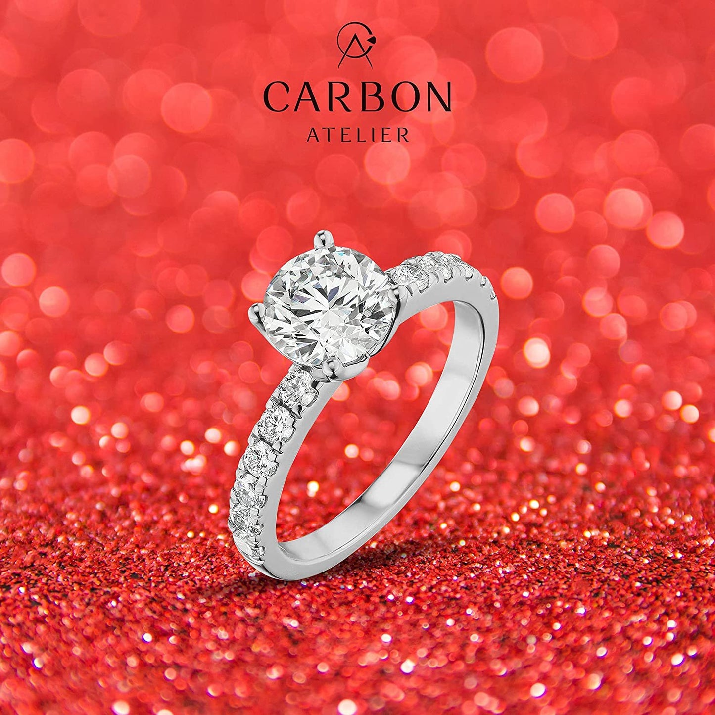 IGI Certified 14K White Gold 2.0 Cttw Round Brilliant-Cut Lab Created Diamond Solitaire Engagement Ring with Pavé-Set Band (1-1/2 Carat Center Stone: G-H Color, VS1-VS2 Clarity) - Size 5.25