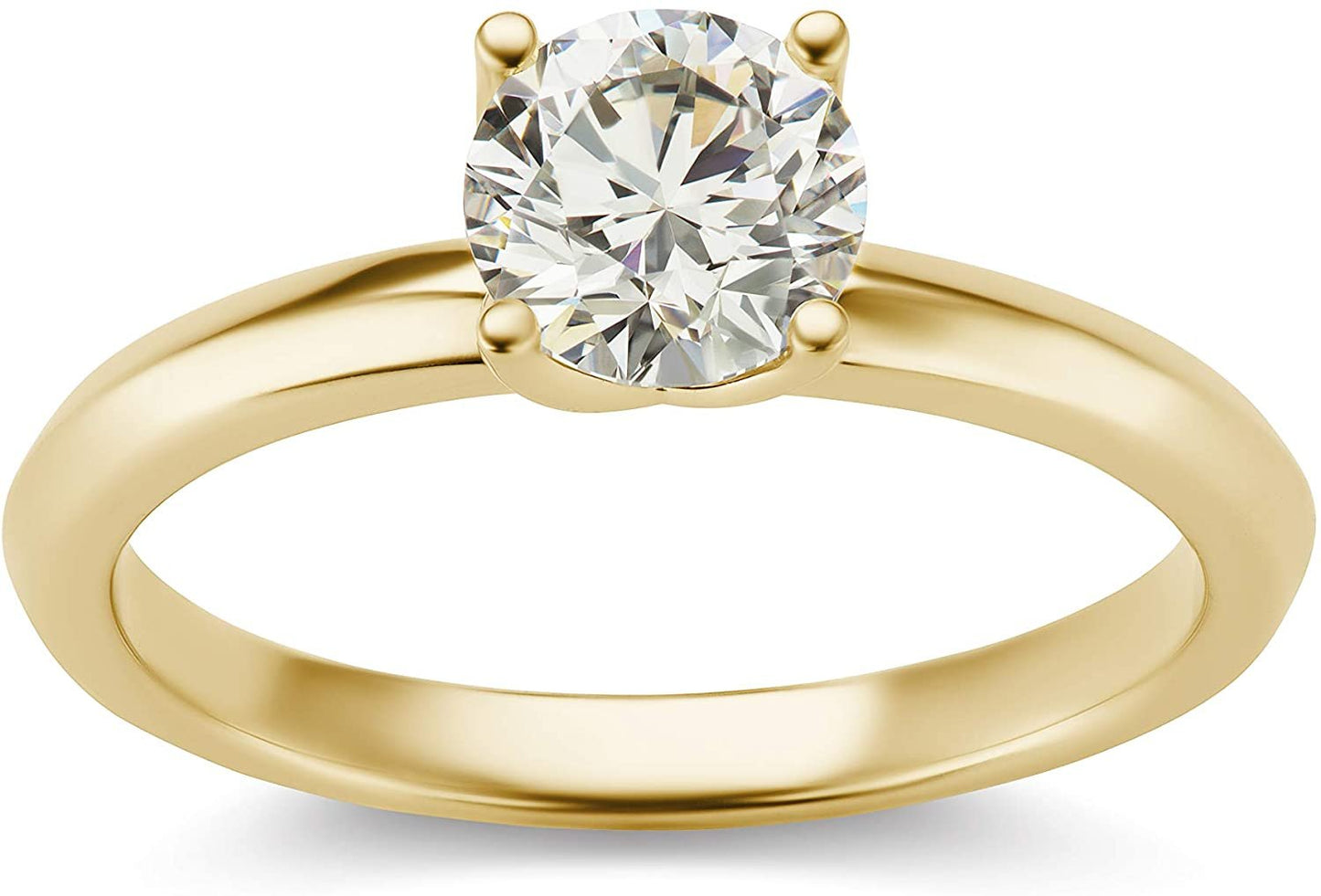 IGI Certified 3/4 Carat Round Brilliant-Cut Lab Created Diamond 14K Gold Classic 4-Prong Solitaire Engagement Ring (G-H Color, VS1-VS2 Clarity) - 14K Yellow Gold, Size 5