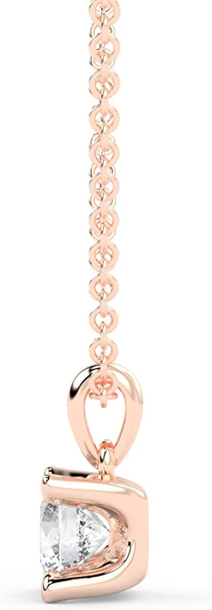 IGI Certified 1/4 Ct Lab Grown Diamond 14K Gold 4 Prong Dangling Solitaire Pendant Necklace (G-H Color, VS1-VS2 Clarity) - 18” - Choice of Metal Color