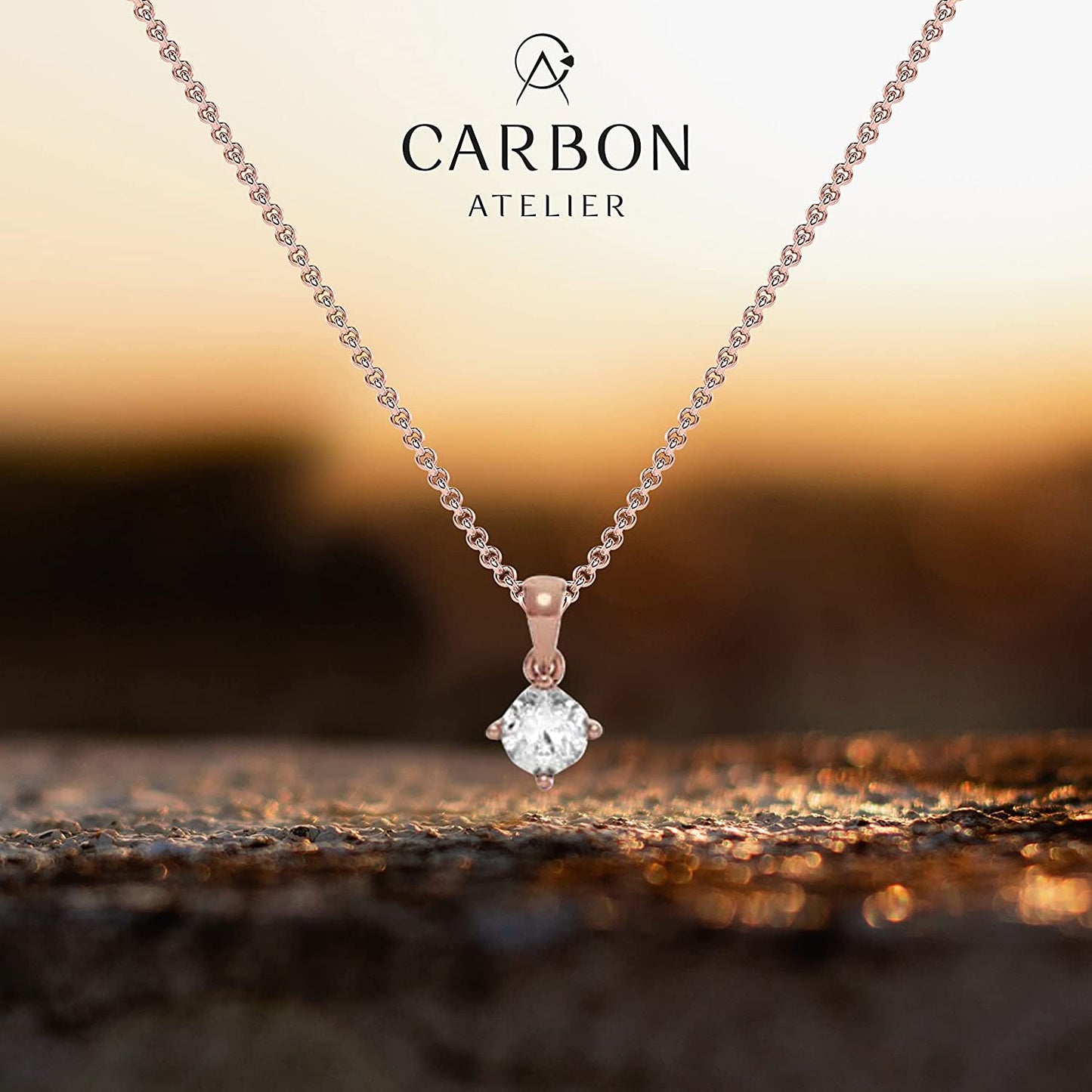 10K Gold 1/3 CTTW Round Brilliant Lab Grown Diamond Solitaire Pendant Necklace (F-G Color, VVS2-VS1 Clarity), 18" - choice of gold color