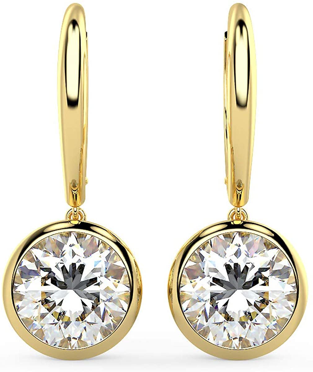 14K Gold 1/2 Cttw Round Brilliant-Cut Lab Grown Diamond Bezel-Set Leverback Drop Earrings (G-H Color, VS1-VS2 Clarity) - Choice of Gold Colors