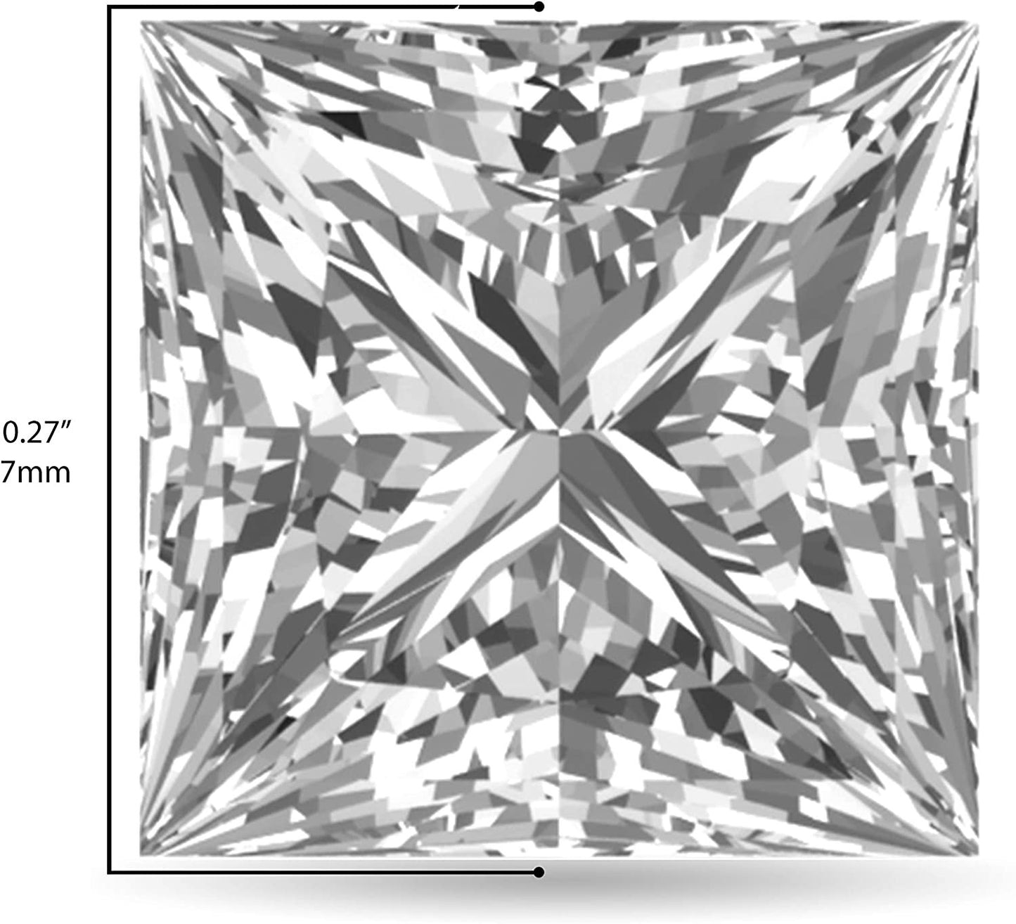 IGI Certified Loose 1/2 to 2.0 Carat Princess Cut Square Shape Lab Created Diamond (G-H Color, VS1-VS2 Clarity) - Single Loose Stone
