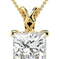 IGI Certified 14K Gold 1/2 or 1.0 Carat Square Princess-Cut Lab Created Diamond X-Bail Solitaire Pendant Necklace (G-H Color, VS1-VS2 Clarity), 18" - Choice of Gold Color