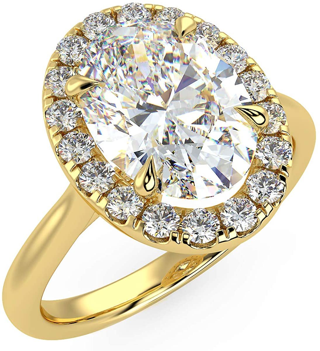 IGI Certified 14K Yellow Gold 1.0 Carat Oval Lab Created Diamond Classic Solitaire Engagement Ring (G-H Color, VS1-VS2 Clarity) - Size 6
