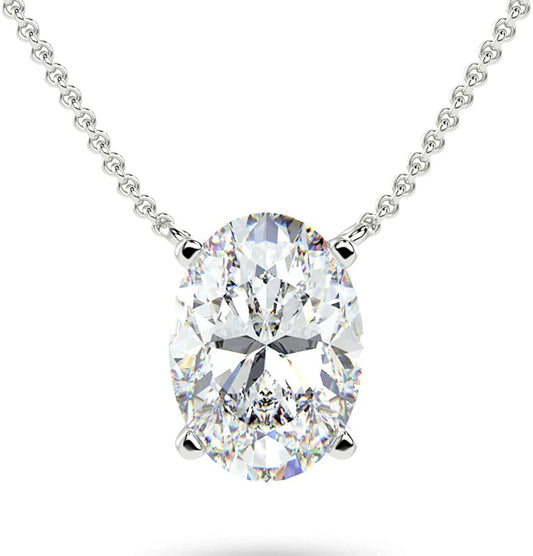 IGI Certified 14K Gold 1/3 to 1-1/2 Carat Oval Shape Lab Created Diamond Suspended Solitaire Pendant Necklace (G-H Color, VS1-VS2 Clarity), 18" - Choice of Gold Color