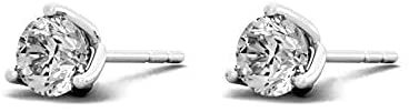 Certified 1.0 to 4.0 Cttw Round Brilliant-Cut Lab Created Diamond 14K Gold Martini-Set 3-Prong Stud Earrings (G-H Color, VS1-VS2 Clarity) - Choice of Metal Colors, Gem Weights