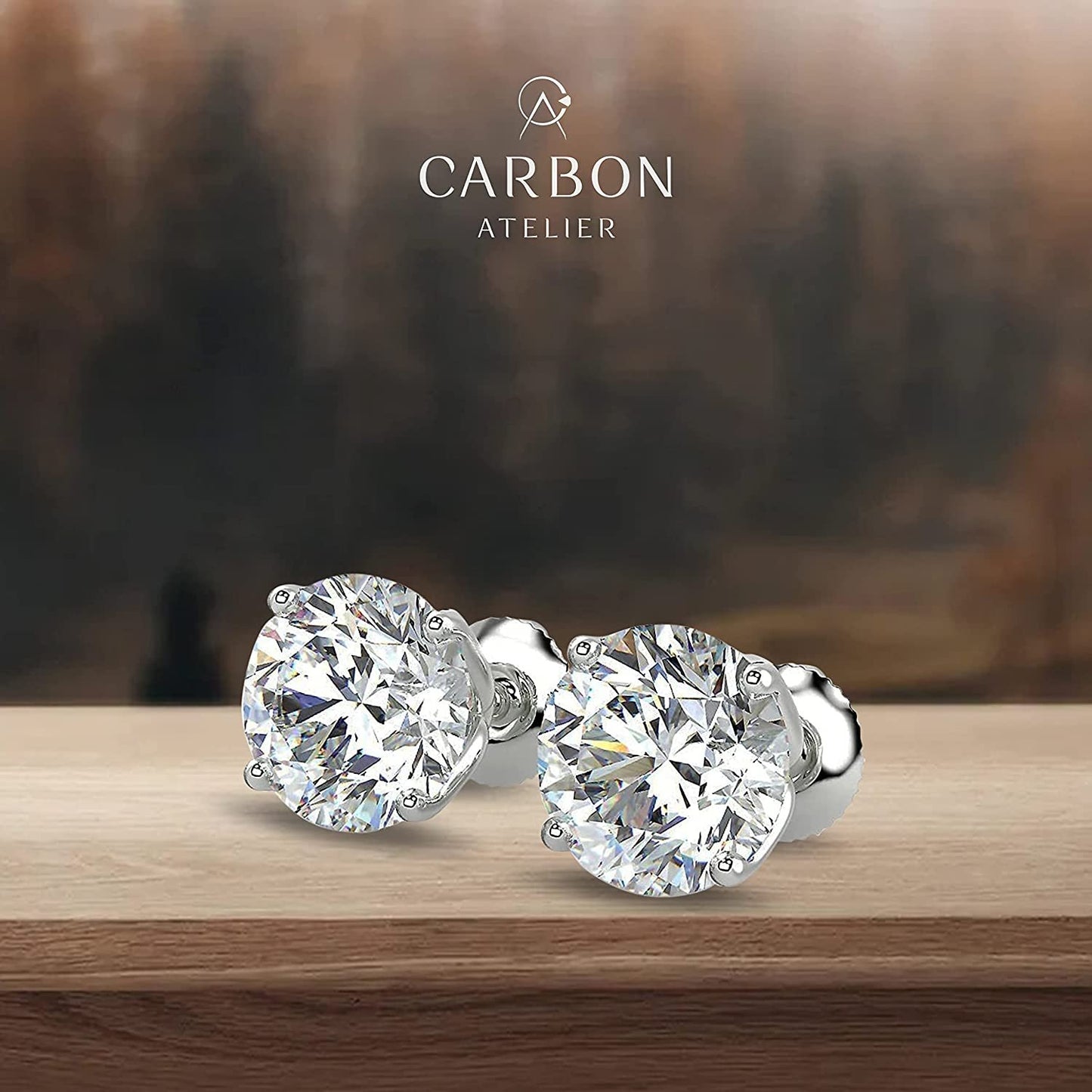 Certified 14K Gold 2 Cttw Round Brilliant-Cut Lab Created Diamond 4-Prong Stud Earrings (I-J Color, VS2-SI1 Clarity)