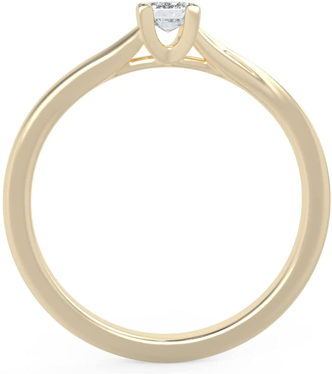 IGI Certified 1/4 Ct Emerald Cut Lab Grown Diamond 14K Gold Split Shank Solitaire Engagement Ring (G-H Color, VS1-VS2 Clarity) - Choice of Gold Color