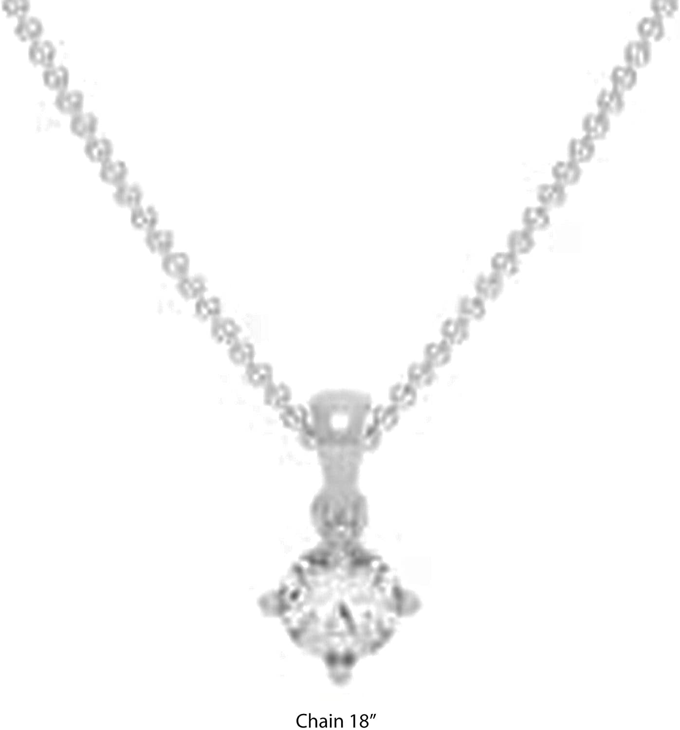 .925 Sterling Silver 1/3 Carat Round Brilliant Cut Lab Grown Diamond Solitaire Pendant Necklace (G-H Color, SI1-SI2 Clarity), 18"