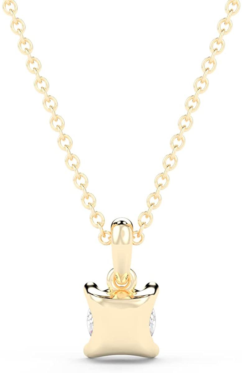 IGI Certified 1/4 Ct Lab Grown Diamond 14K Gold 4 Prong Dangling Solitaire Pendant Necklace (G-H Color, VS1-VS2 Clarity) - 18” - Choice of Metal Color